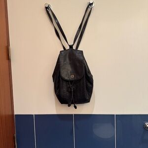 Escada Black Leather Bag with Gold Accents